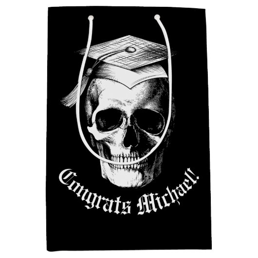 Skull Gothic Graduation Party Radiologie Medium Cadeauzakje (Voorkant)