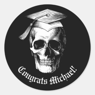 Skull Gothic Graduation Party Radiologie Ronde Sticker