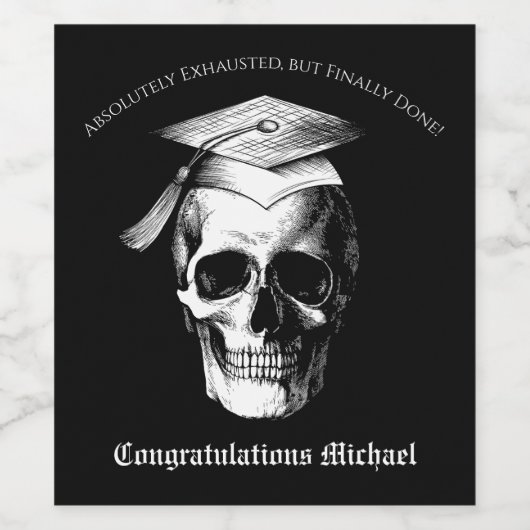 Skull Gothic Graduation Party Radiologie Wijn Etiket (Enkel label)