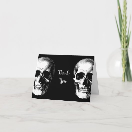 Skull Gothic Halloween Weddenschap Bedankt (Voorkant)