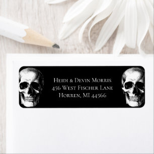 Skull Gothic Halloween Wedding Adresetiketten Etiket