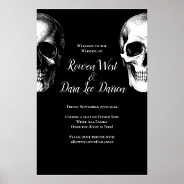 Skull Gothic Halloween Wedding Ceremony Sign. Poster