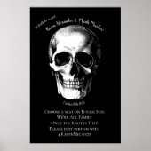 Skull Gothic Halloween Wedding Ceremony Sign. Poster (Voorkant)