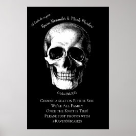 Skull Gothic Halloween Wedding Ceremony Sign. Poster