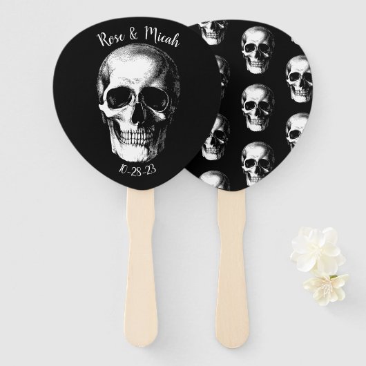 Skull Gothic Halloween Wedding Fans Handwaaier (Voorkant en achterkant)