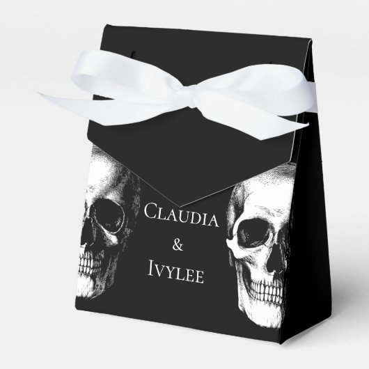 Skull Gothic Halloween Wedding Favor Boxes Bedankdoosjes (Voorkant Zijde)