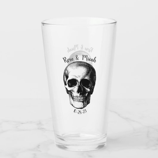 Skull Gothic Halloween Wedding Glasses Glas (Achterkant)