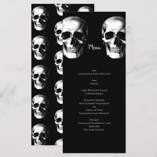 Skull Gothic Halloween Wedding Menu (Voorkant / Achterkant)
