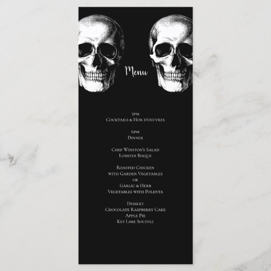 Skull Gothic Halloween Wedding Menu (Voorkant)