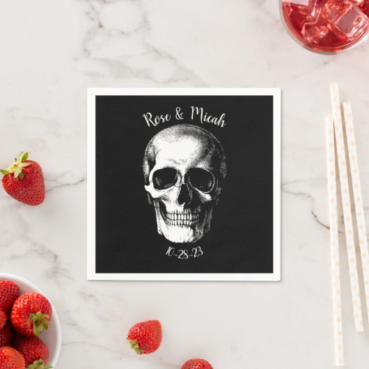 Skull Gothic Halloween Wedding Napkins Servet (Insitu)