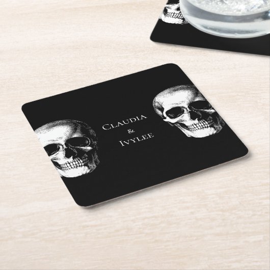 Skull Gothic Halloween Wedding Onderzetters (Schuin)