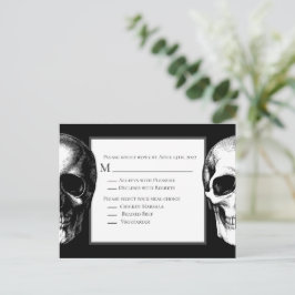 Skull Gothic Halloween Wedding Reply Kaart
