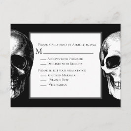 Skull Gothic Halloween Wedding Reply Kaart