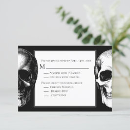 Skull Gothic Halloween Wedding Reply Kaart
