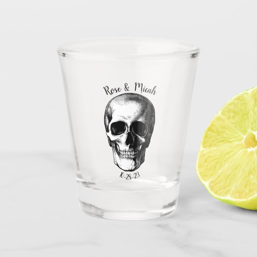 Skull Gothic Halloween Wedding Shot Glass Glas (Voorkant)
