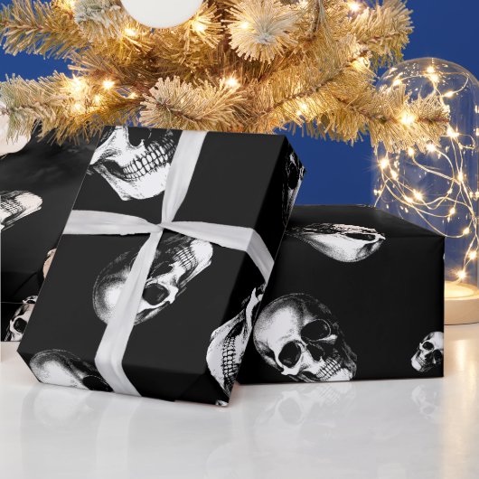 Skull Gothic Halloween Wedding Wrapping Paper Cadeaupapier (Feestdagen)