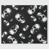 Skull Gothic Halloween Wedding Wrapping Paper Cadeaupapier (Vlak)
