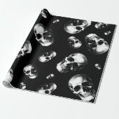 Skull Gothic Halloween Wedding Wrapping Paper Cadeaupapier (Uitgerold)