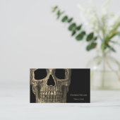 Skull Gothic Macabre Beige Black Tattoo Artist Visitekaartje (Staand voorkant)