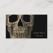 Skull Gothic Macabre Beige Black Tattoo Artist Visitekaartje (Voorkant)