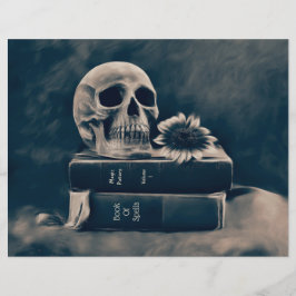 Skull Gothic  Old Books Cyanotype Sunflower