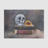 Skull Gothic  Old Books Yellow Sunflower Tissuepapier (Voorkant)