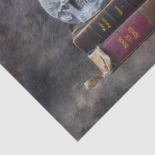 Skull Gothic  Old Books Yellow Sunflower Tissuepapier (Detail)