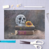 Skull Gothic  Old Books Yellow Sunflower Tissuepapier (Craft)