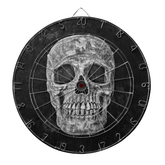 Skull Gothic Old Grunge Black and White Texture Dartbord (Voorkant)