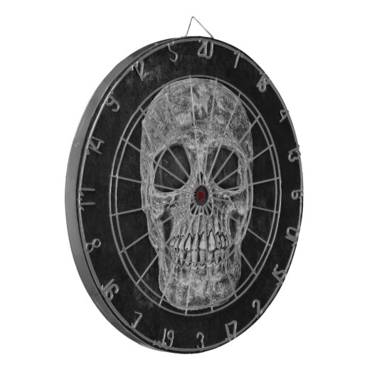 Skull Gothic Old Grunge Black and White Texture Dartbord (Voorkant Links)