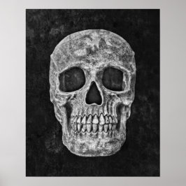 Skull Gothic Old Grunge Black and White Texture Poster