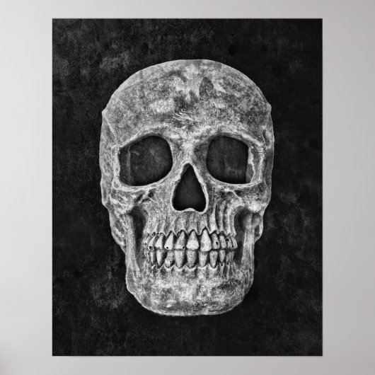 Skull Gothic Old Grunge Black and White Texture Poster (Voorkant)