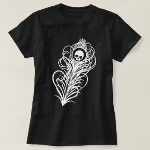 Skull Gothic Peacock Feather T-shirt