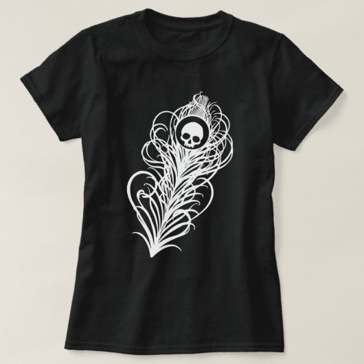 Skull Gothic Peacock Feather T-shirt (Design voorkant)