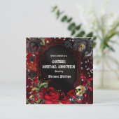 Skull Gothic Red Black Rozen Bling Invitation Kaart (Staand voorkant)