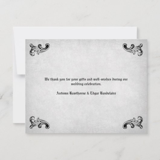 Skull Gothic Wedding Bedankkaart (Achterkant)
