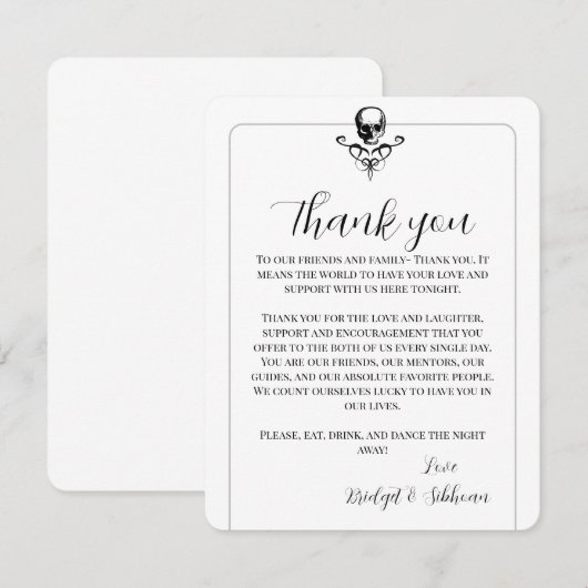 Skull Gothic Wedding Bedankt dat je Kaart ontvangt (Voorkant / Achterkant)