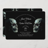 Skull Gothic Wedding Invitation Kaart (Voorkant / Achterkant)