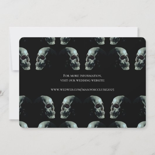 Skull Gothic Wedding Invitation Kaart (Achterkant)