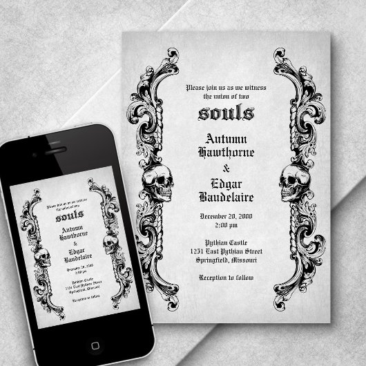 Skull Gothic Wedding Kaart