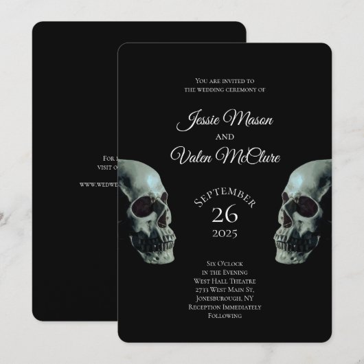 Skull Gothic Wedding Kaart (Voorkant / Achterkant)