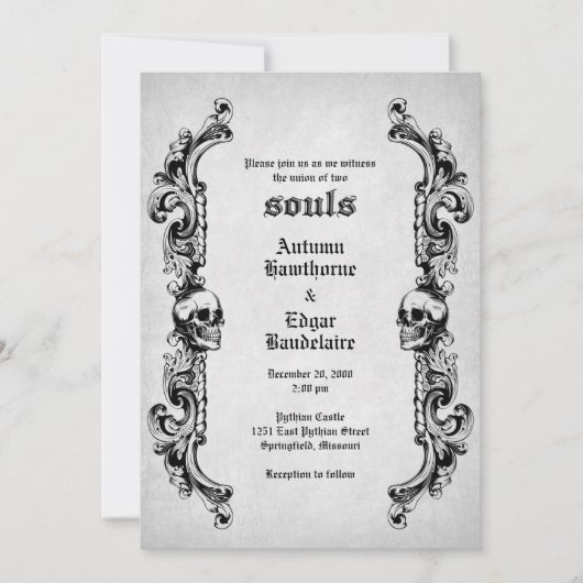 Skull Gothic Wedding Kaart (Voorkant)