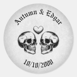 Skull Gothic Wedding Ronde Sticker