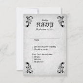 Skull Gothic Wedding RSVP Kaartje (Voorkant)