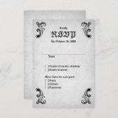 Skull Gothic Wedding RSVP Kaartje (Voorkant / Achterkant)