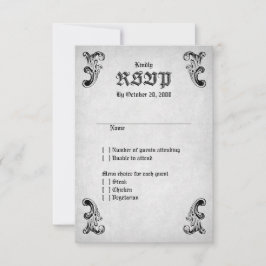 Skull Gothic Wedding RSVP Kaartje