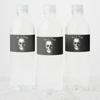 Skull Gothic Wedding Waterfles Etiket
