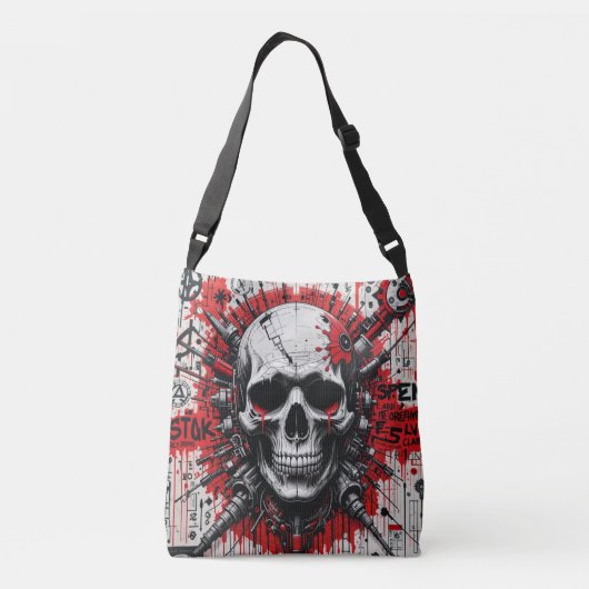 Skull Graffiti Crossbody Bag Crossbody Tas (Achterkant)