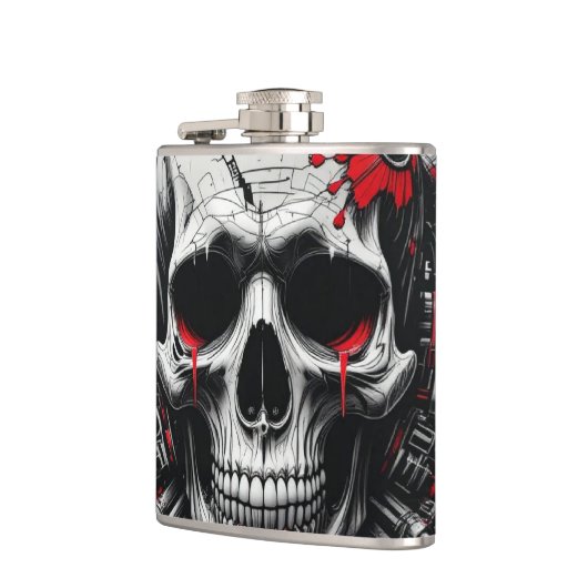 Skull Graffiti Flask – rood, zwart Heupfles (Links)