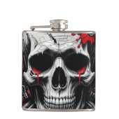 Skull Graffiti Flask – rood, zwart Heupfles (Voorkant)